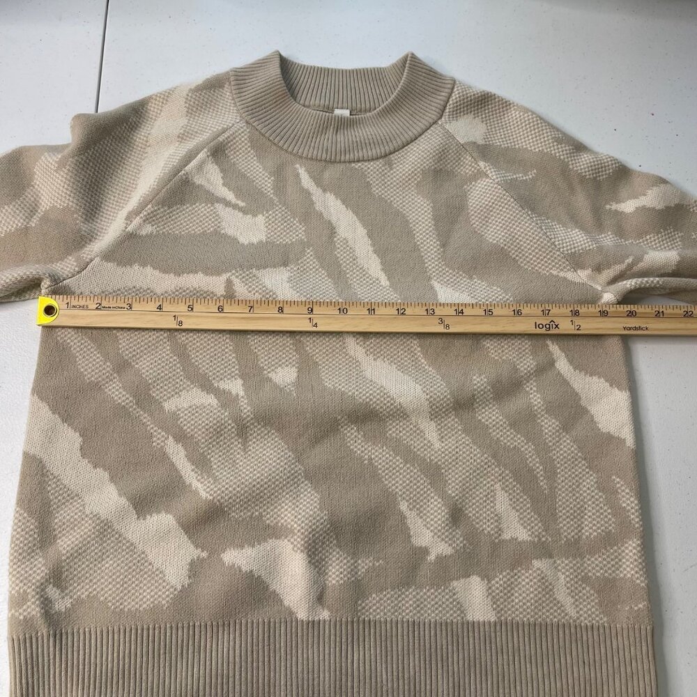 Athleta Jacquard Crew Textured Sweater Womens XS Frosted Floral Cream Athleisure - Picture 7 of 9